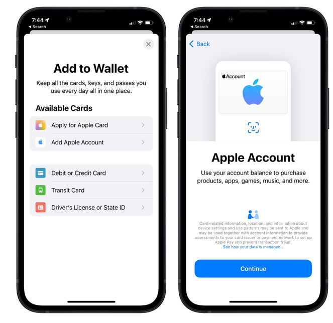 泰宁苹果手机维修分享iOS 15.5钱包App如何添加 Apple 账户 